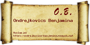 Ondrejkovics Benjamina névjegykártya